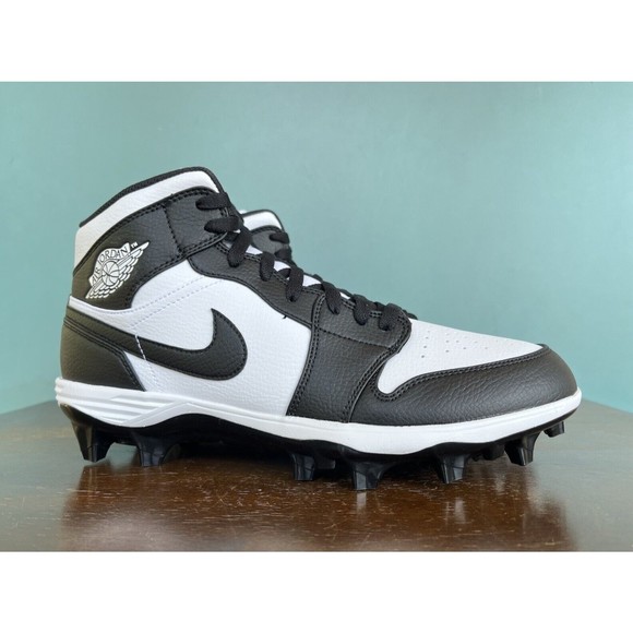 Jordan 1 Mid Alpha Menace White/Black Football Cleats Men's Size 13 FJ6805-100 - Picture 2 of 10